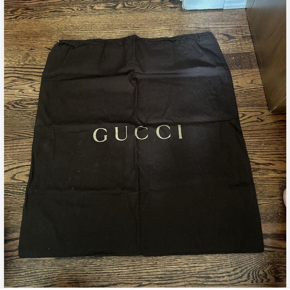 GUCCI Large Brown Dust Bag 16.5x15.5 Logo Canvas Drawstring Cotton Made in Italy